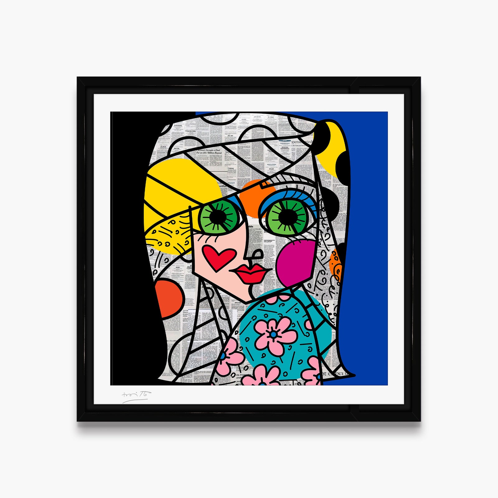 Romero Britto green eyes limited edition print  colorful pop art design