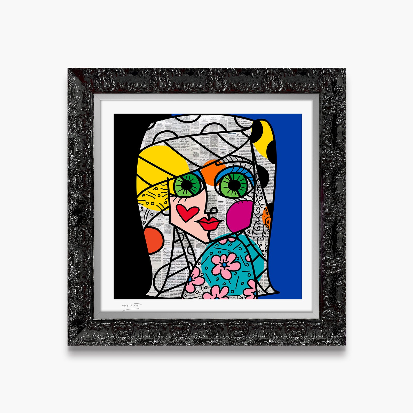 Romero Britto green eyes limited edition print  contemporary pop art piece