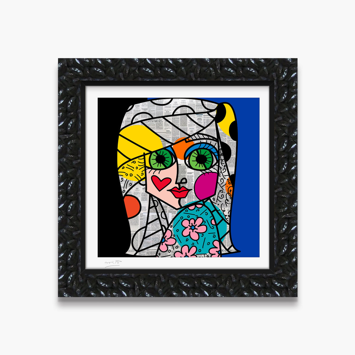 Romero Britto green eyes limited edition print  contemporary pop art piece