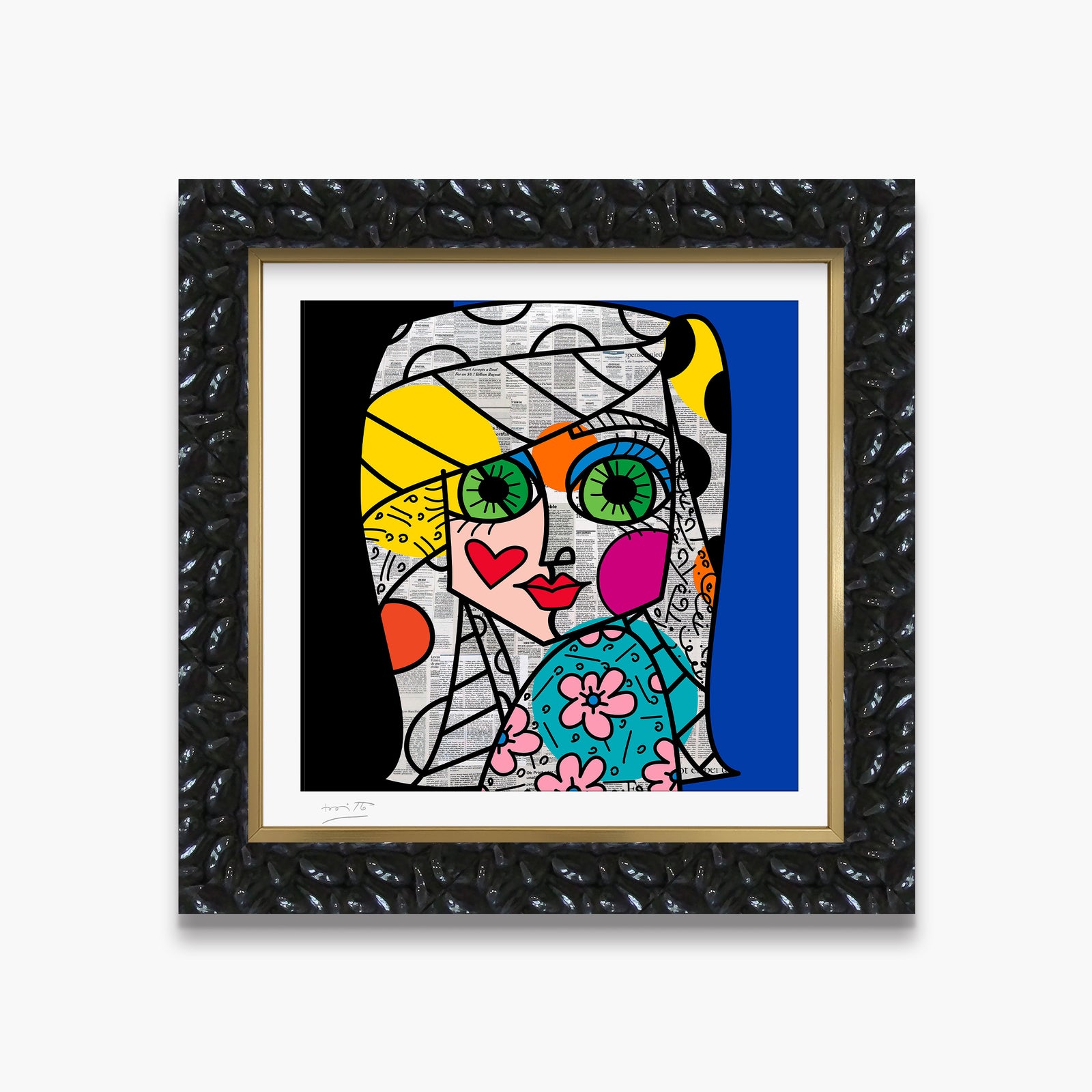 Romero Britto green eyes limited edition print  colorful pop art design