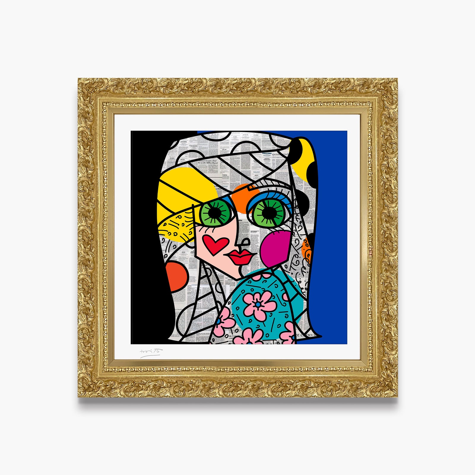 Romero Britto green eyes limited edition print  contemporary pop art piece