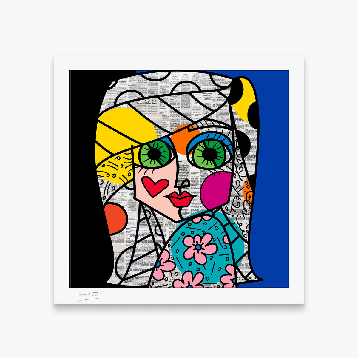 Romero Britto green eyes limited edition print  colorful pop art design