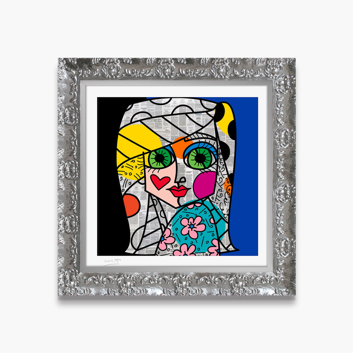 Romero Britto green eyes limited edition print  colorful pop art design