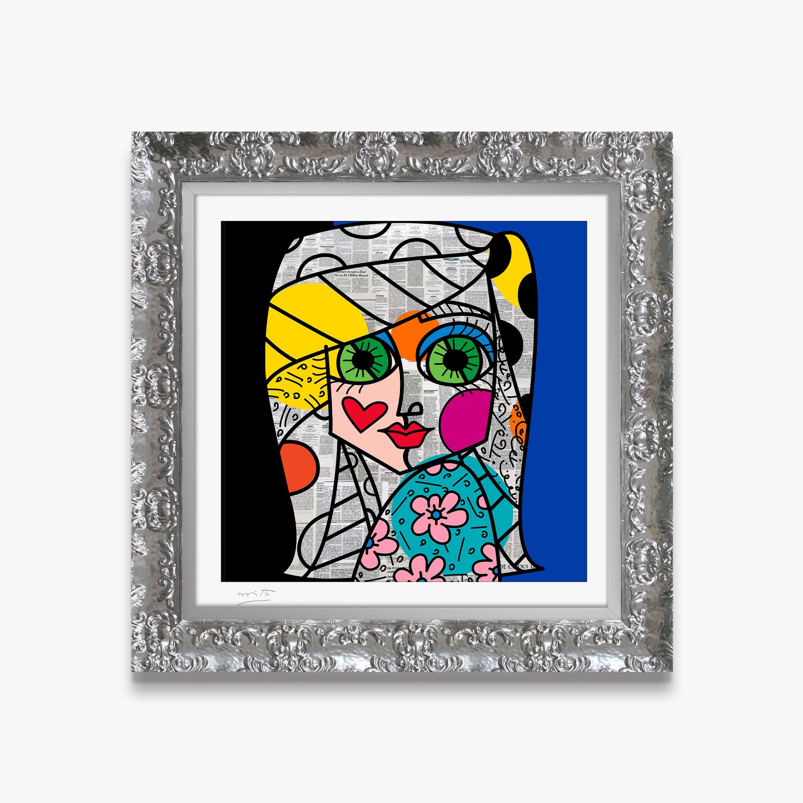Romero Britto green eyes limited edition print  colorful pop art design