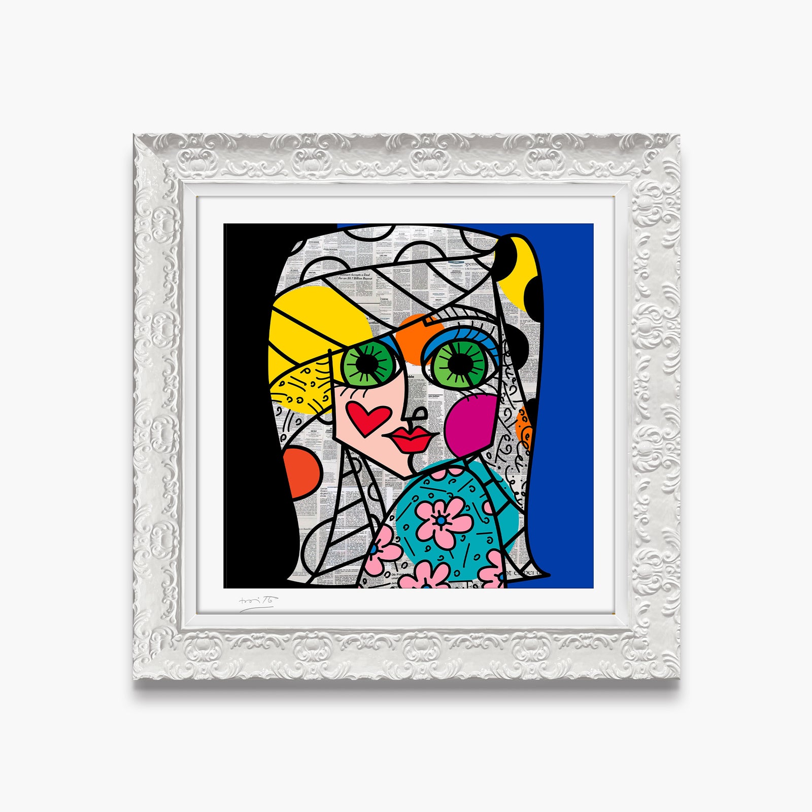Romero Britto green eyes limited edition print  contemporary pop art piece