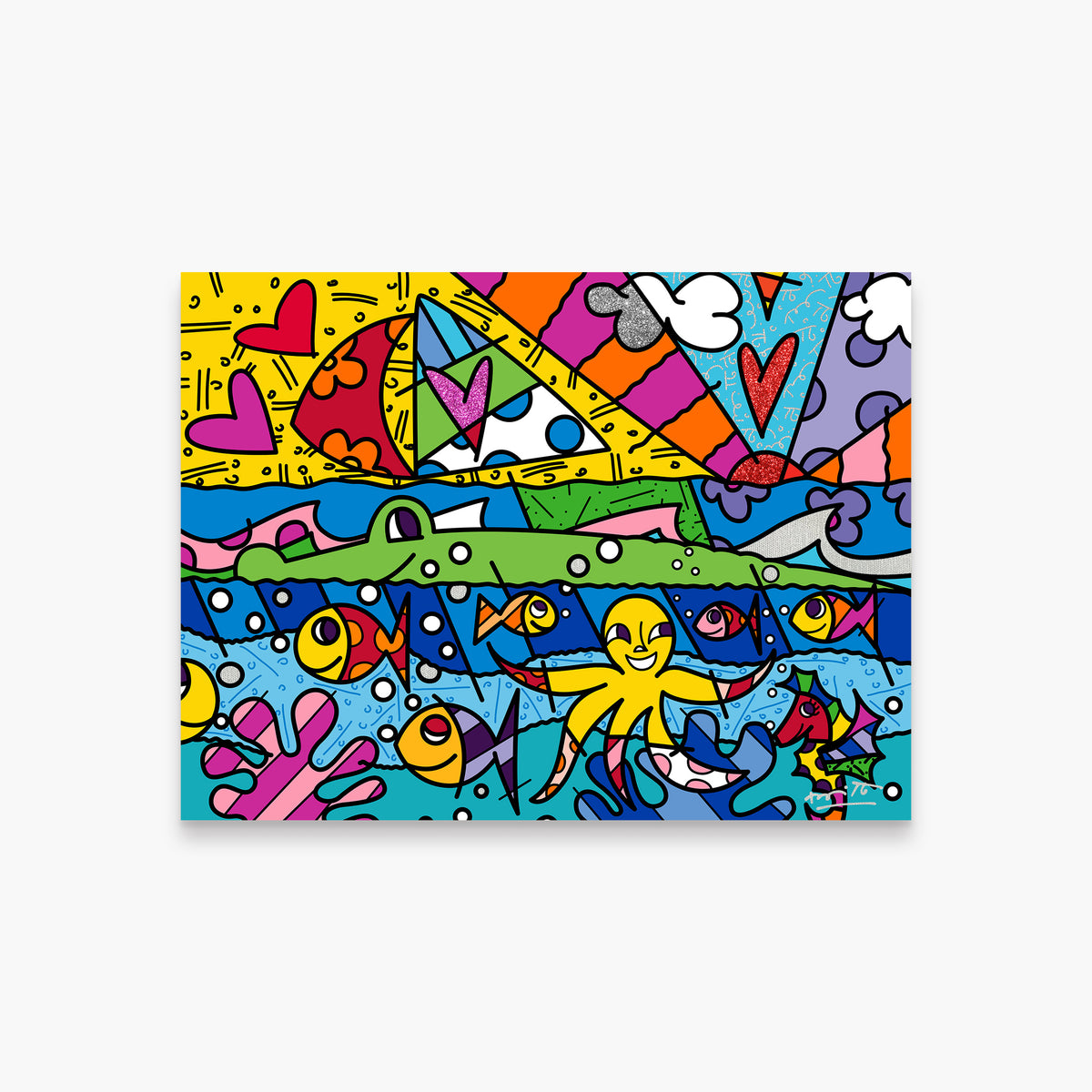Romero Britto h2o limited edition print  colorful pop art design