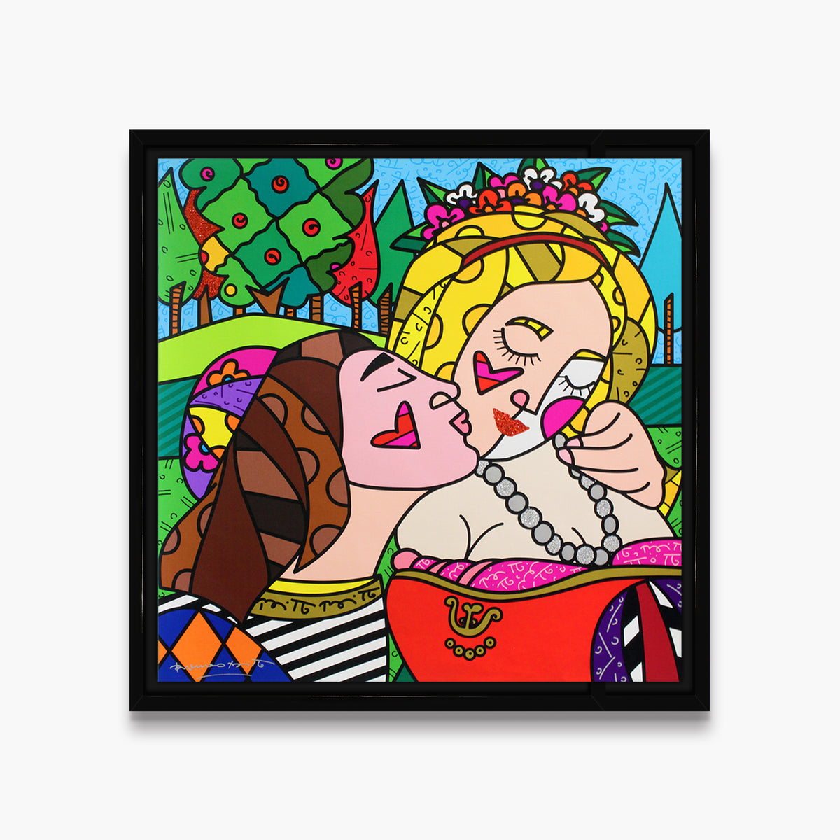 modern pop art the kiss limited edition print  vibrant home decor