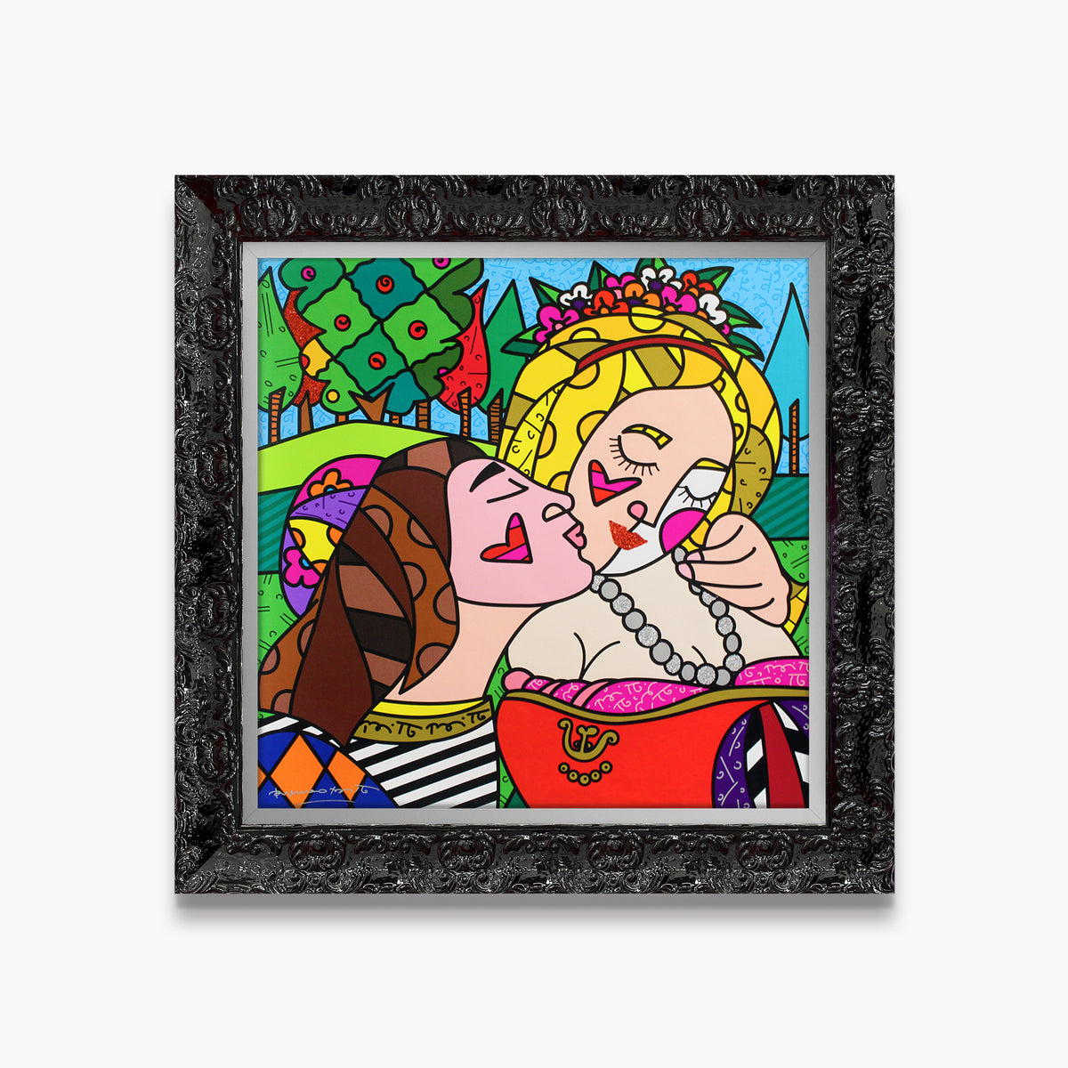 Romero Britto the kiss limited edition print  colorful pop art design