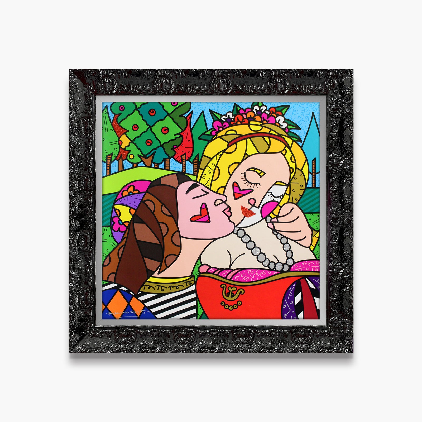 Romero Britto the kiss limited edition print  colorful pop art design
