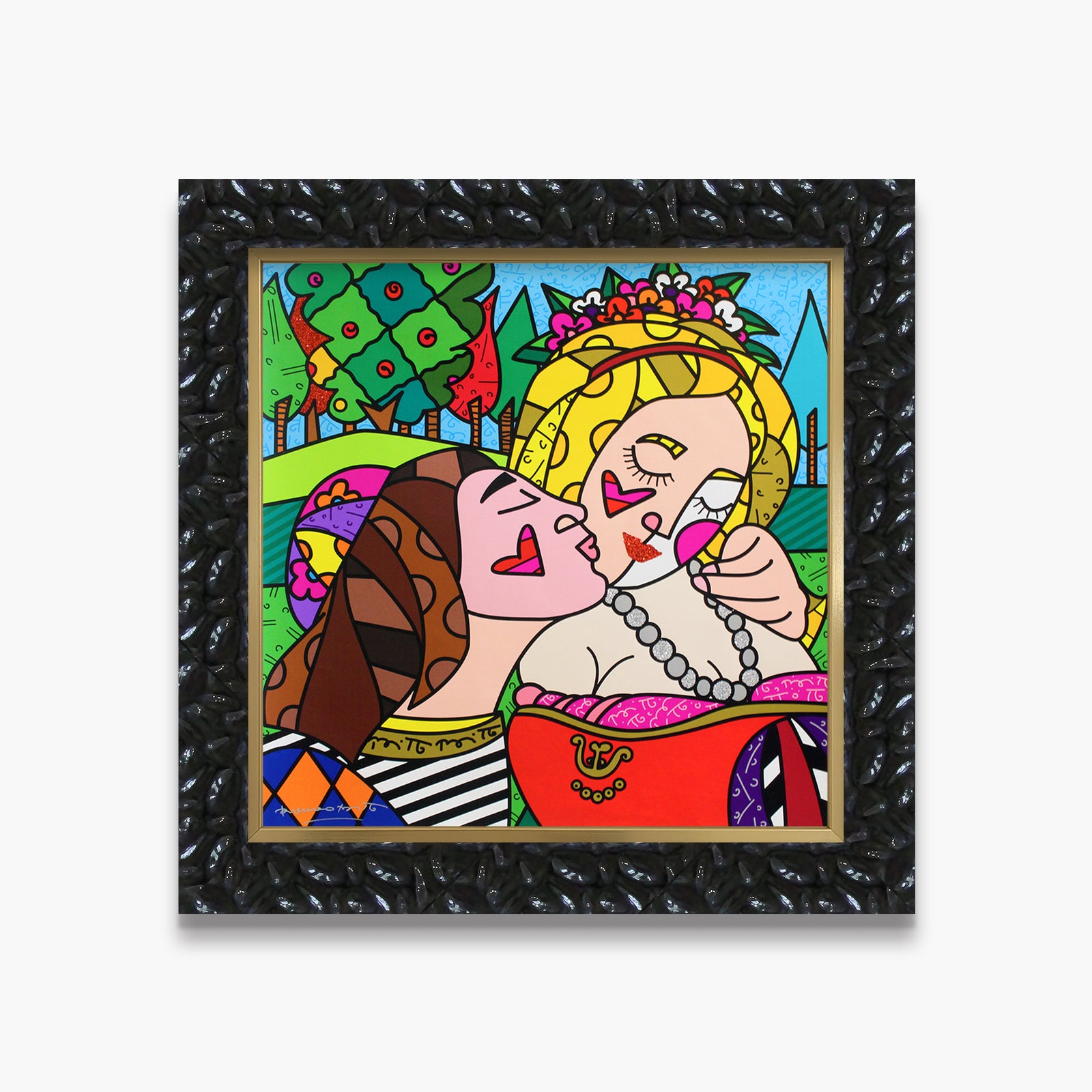 Romero Britto the kiss limited edition print  contemporary pop art piece