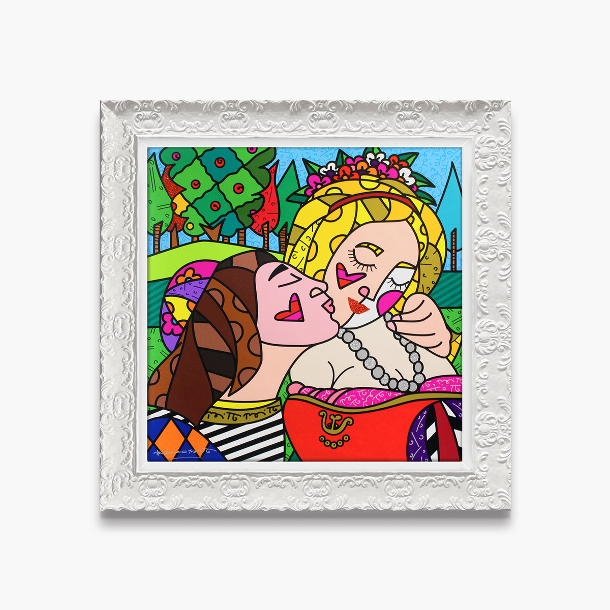 modern pop art the kiss limited edition print  vibrant home decor