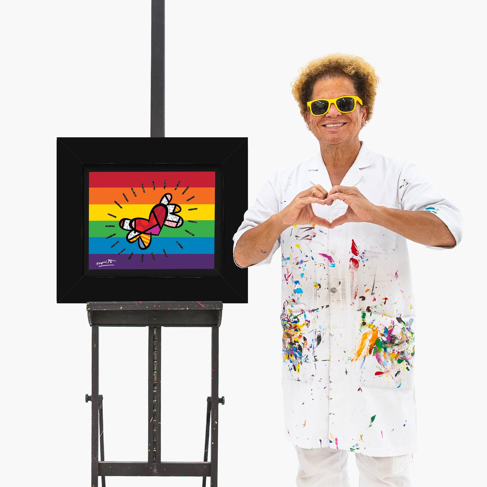 Romero Britto heart pride limited edition print  colorful pop art design