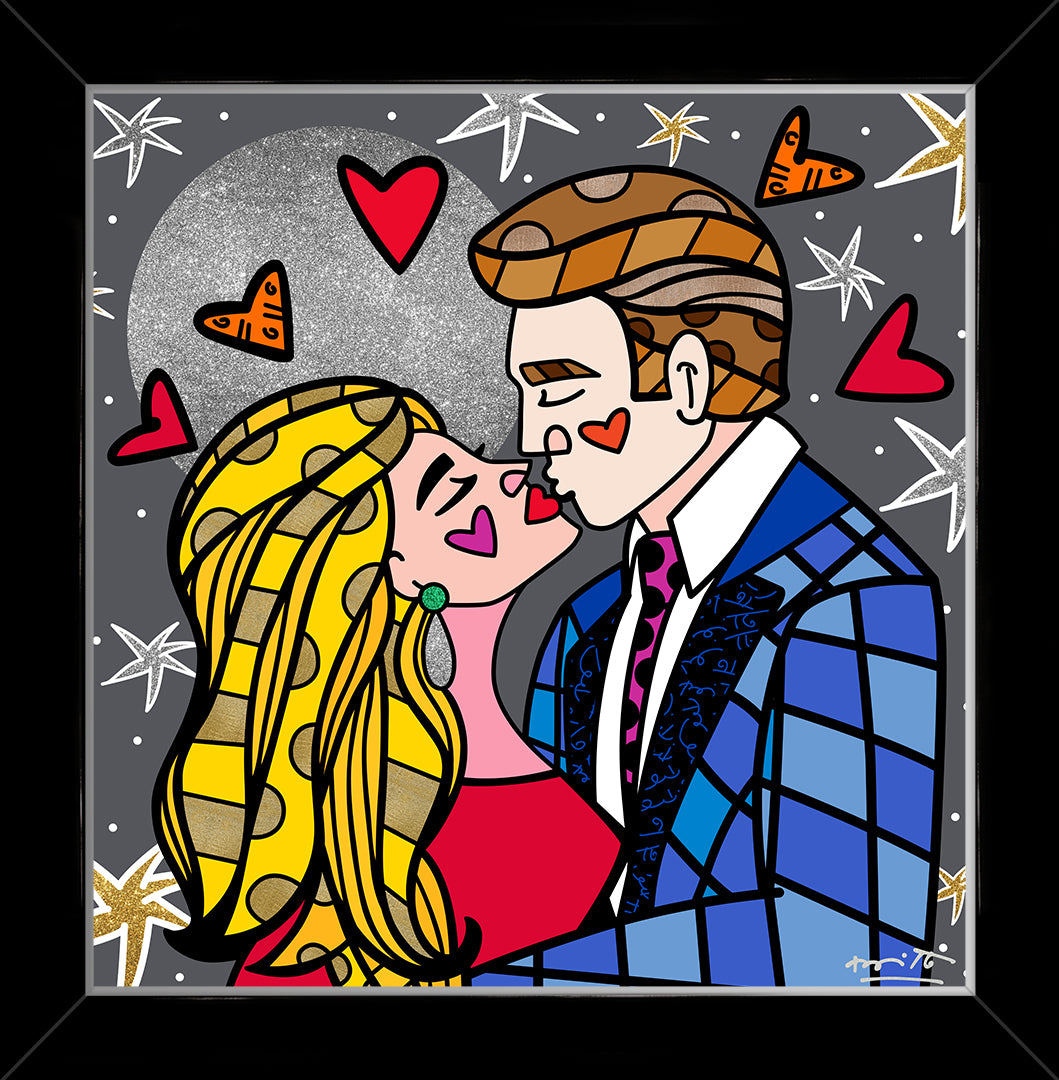 Romero Britto moonstruck limited edition print  colorful pop art design