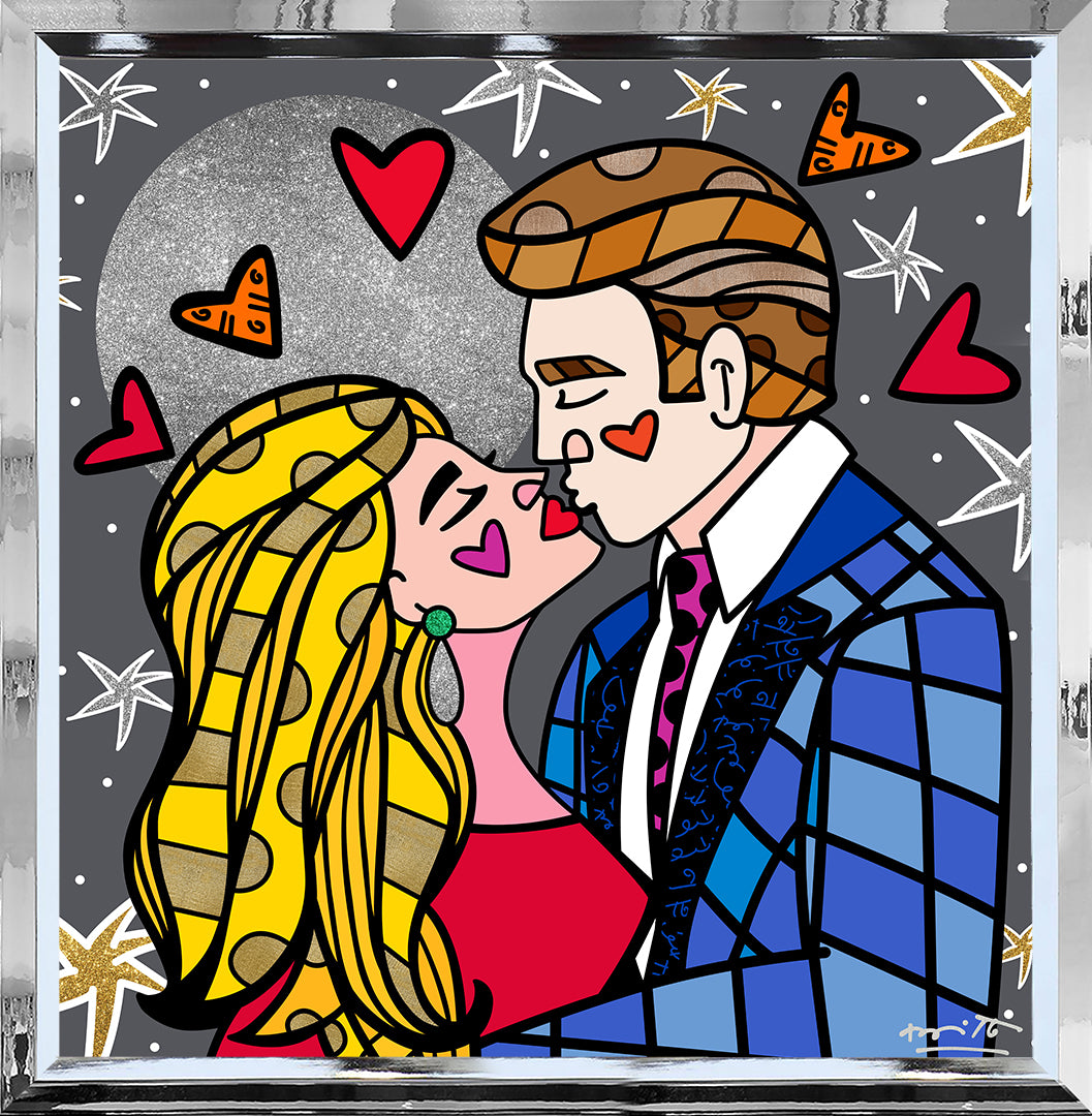 Romero Britto moonstruck limited edition print  colorful pop art design