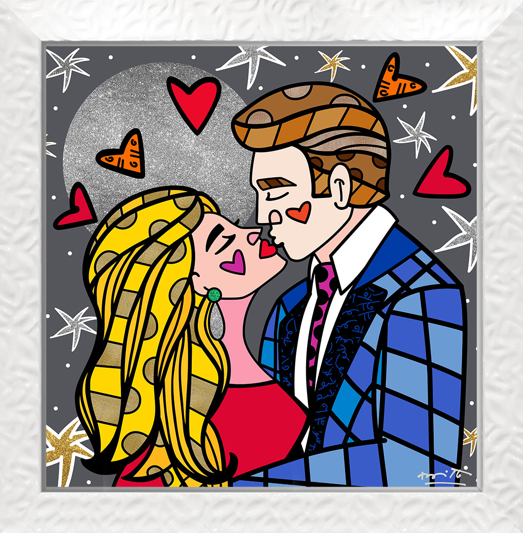 Romero Britto moonstruck limited edition print  contemporary pop art piece