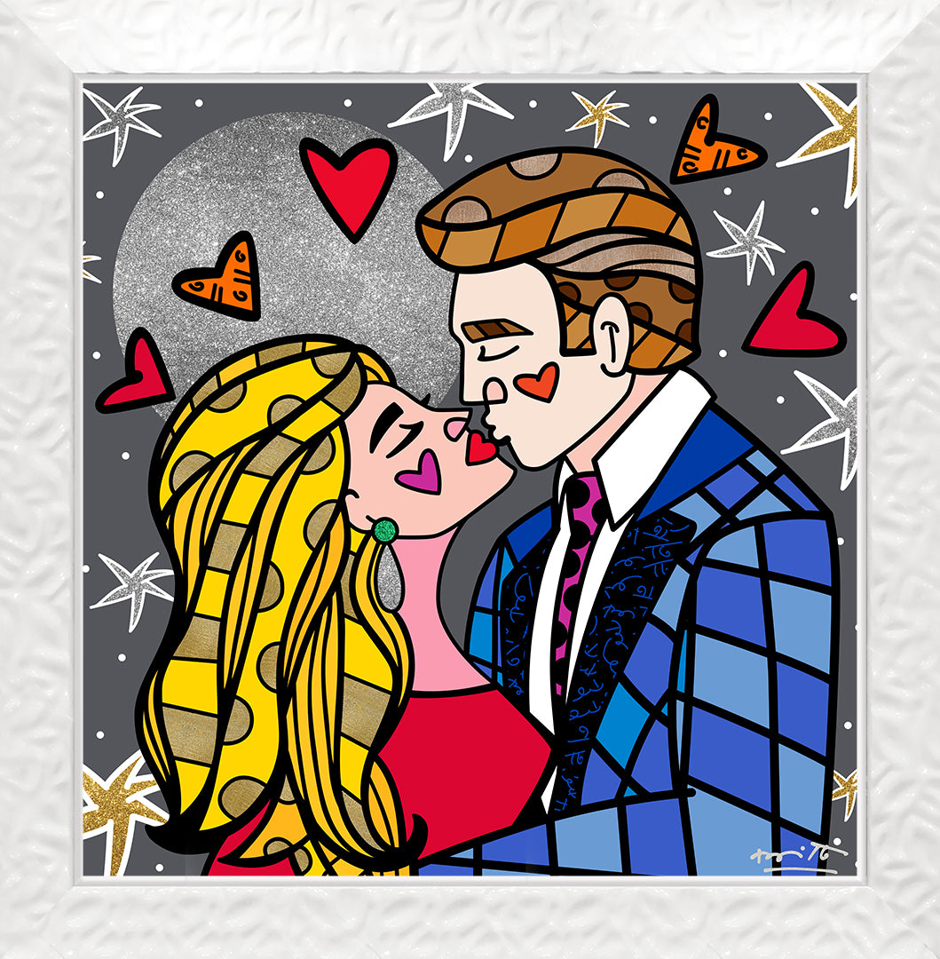 Romero Britto moonstruck limited edition print  colorful pop art design