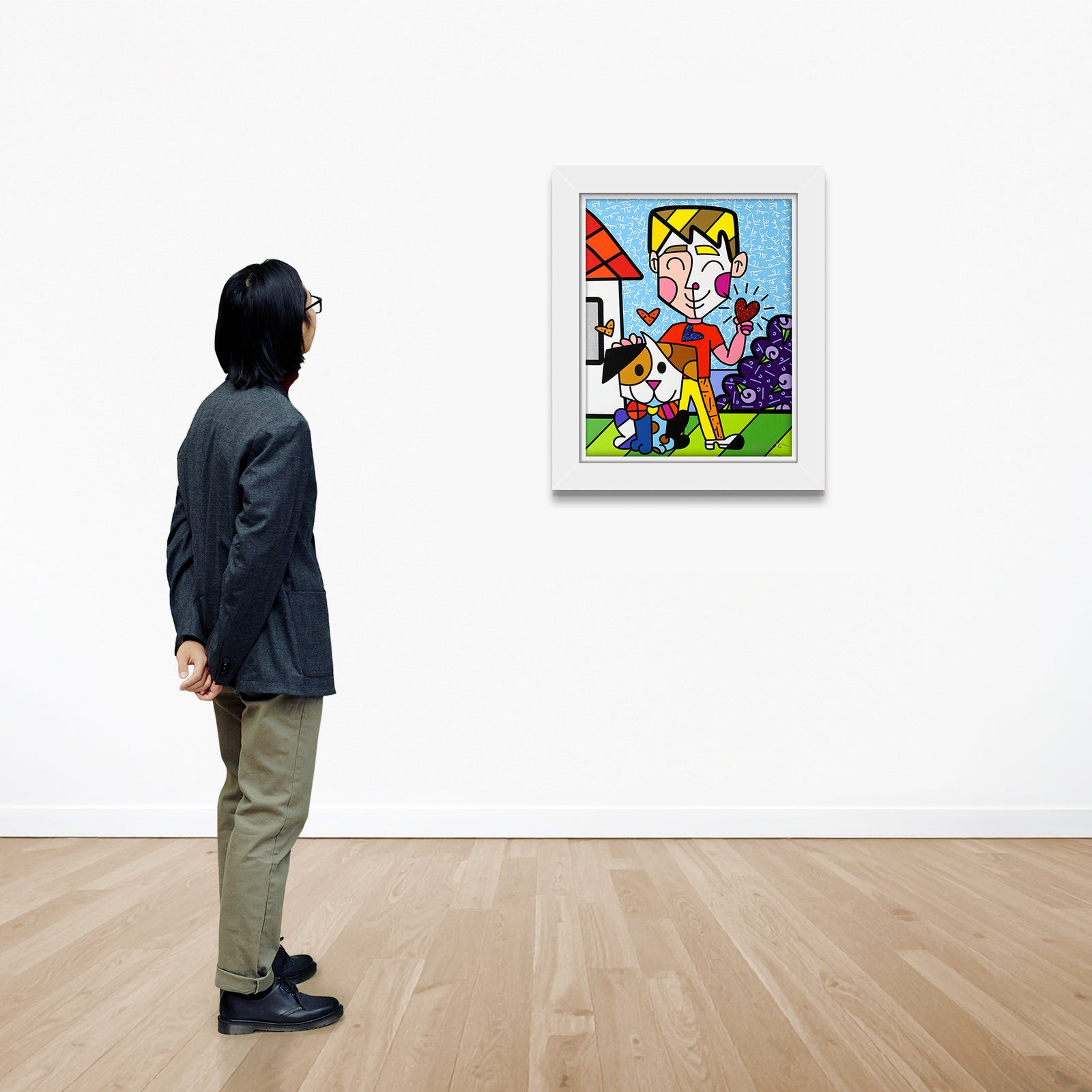 modern pop art boy and his dog limited  vibrant home decor