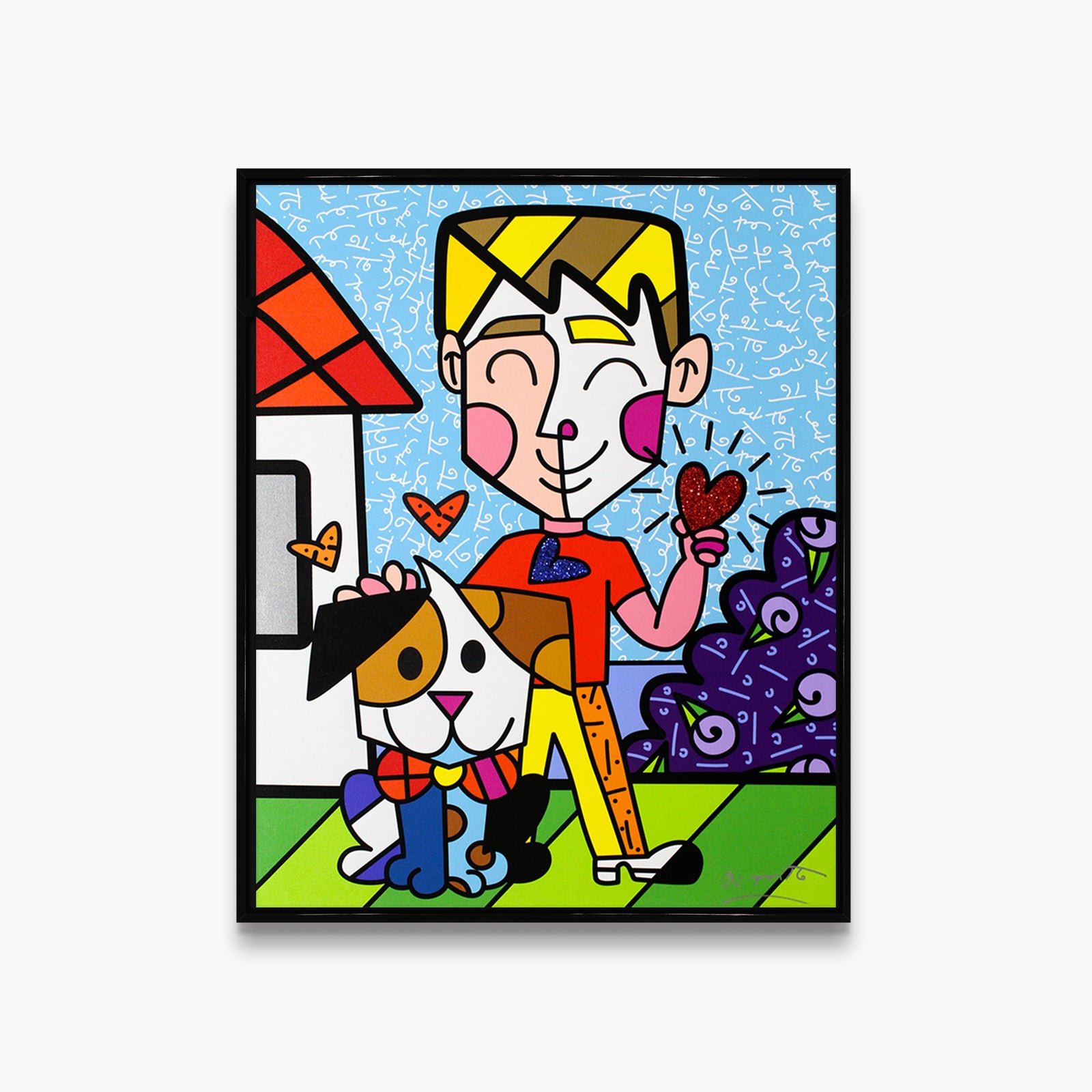 modern pop art boy and his dog limited  vibrant home decor