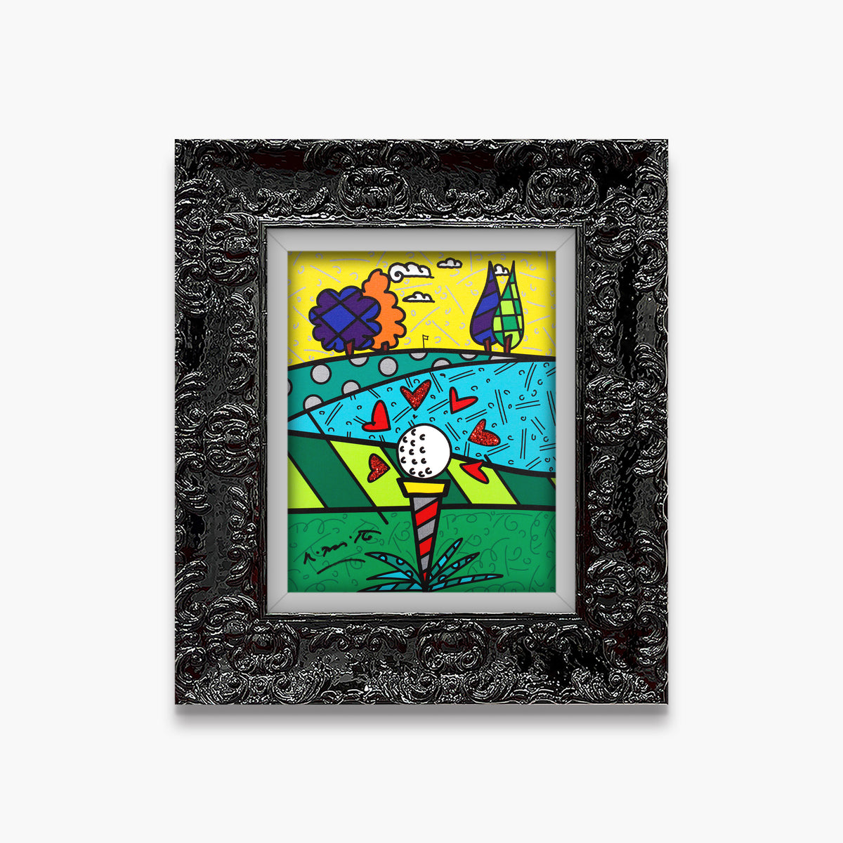Romero Britto love golf limited edition print  colorful pop art design