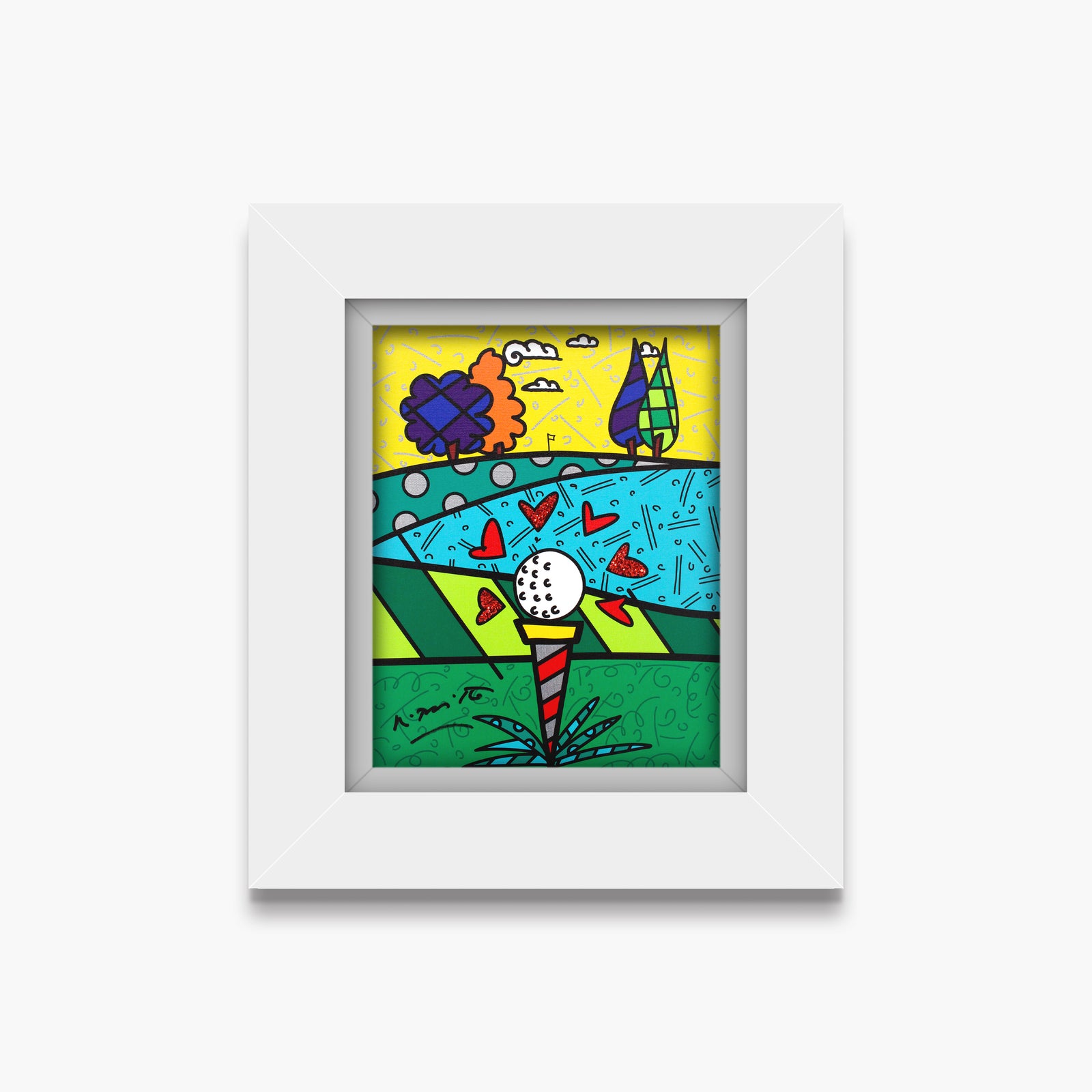 Romero Britto love golf limited edition print  contemporary pop art piece