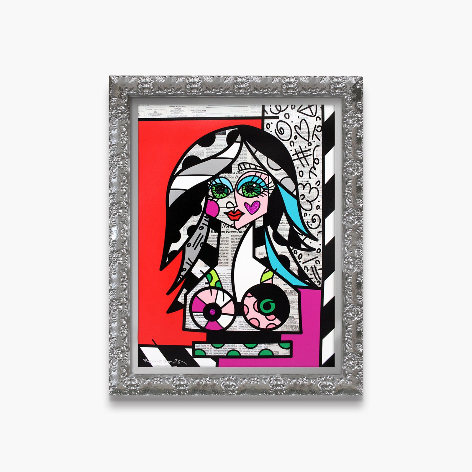 modern pop art red pink limited edition print  vibrant home decor