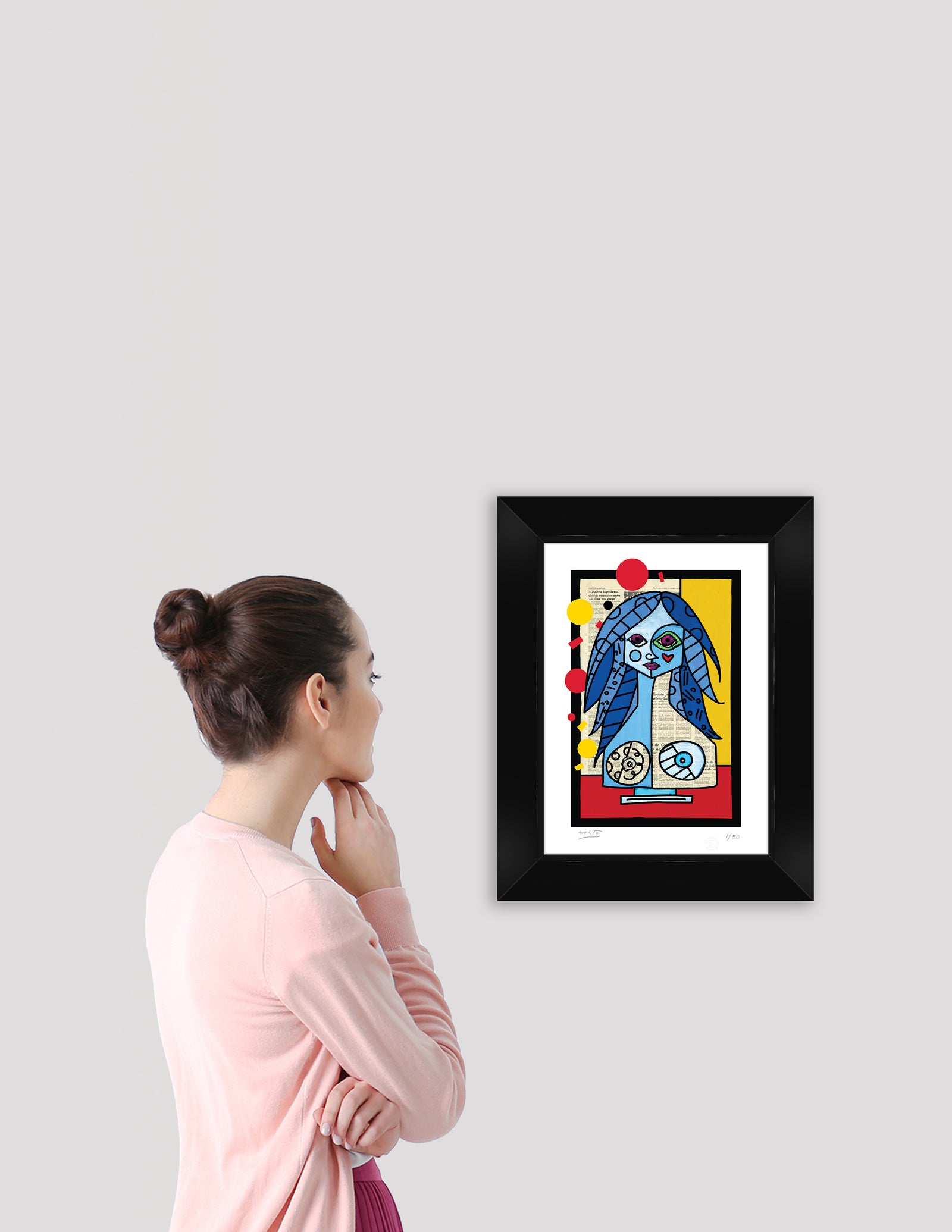 modern pop art blue red yellow limited edition  vibrant home decor