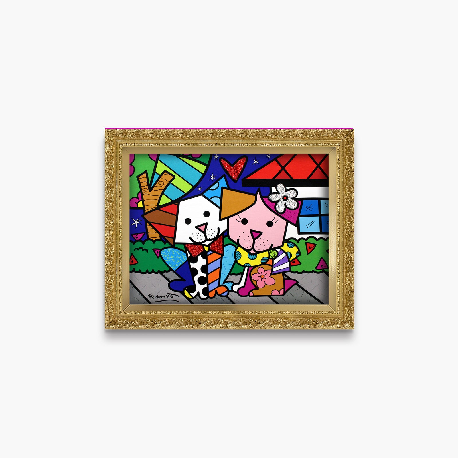 Romero Britto pet love limited edition print  contemporary pop art piece