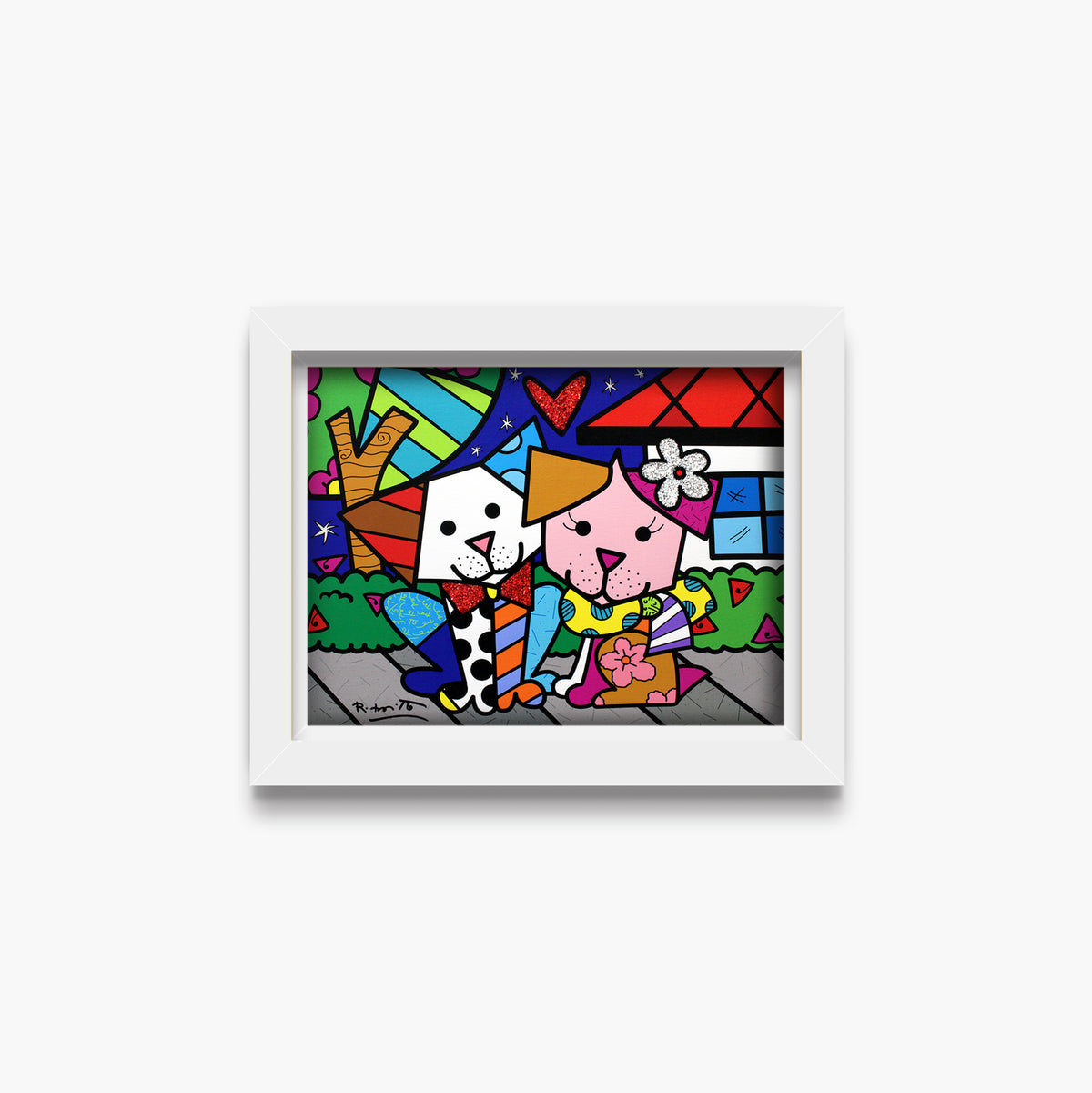 Romero Britto pet love limited edition print  colorful pop art design