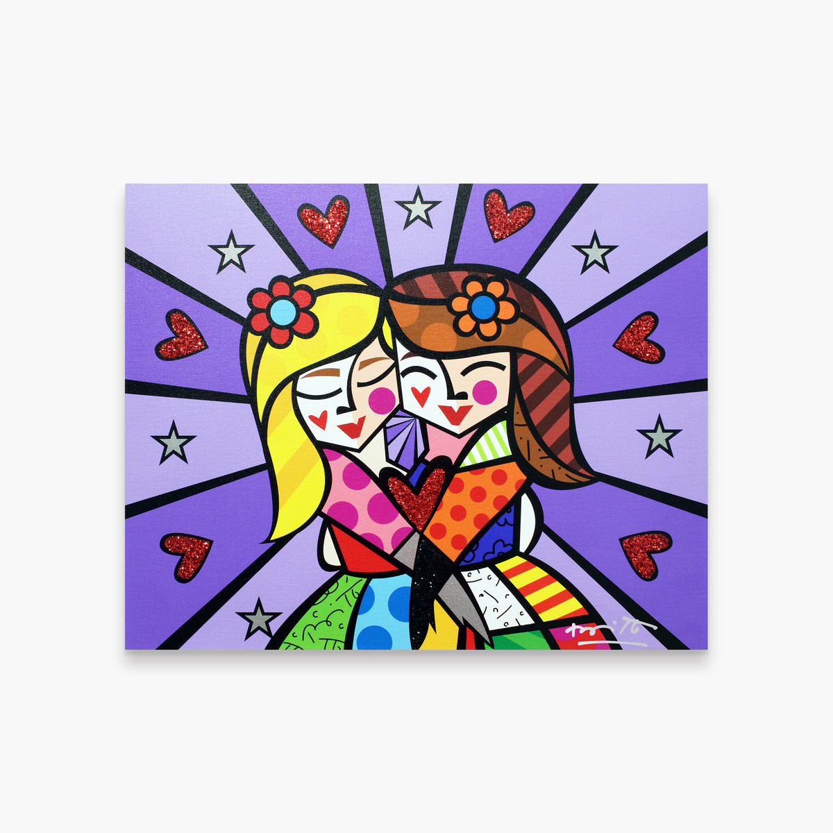 Romero Britto happiness limited edition print  colorful pop art design
