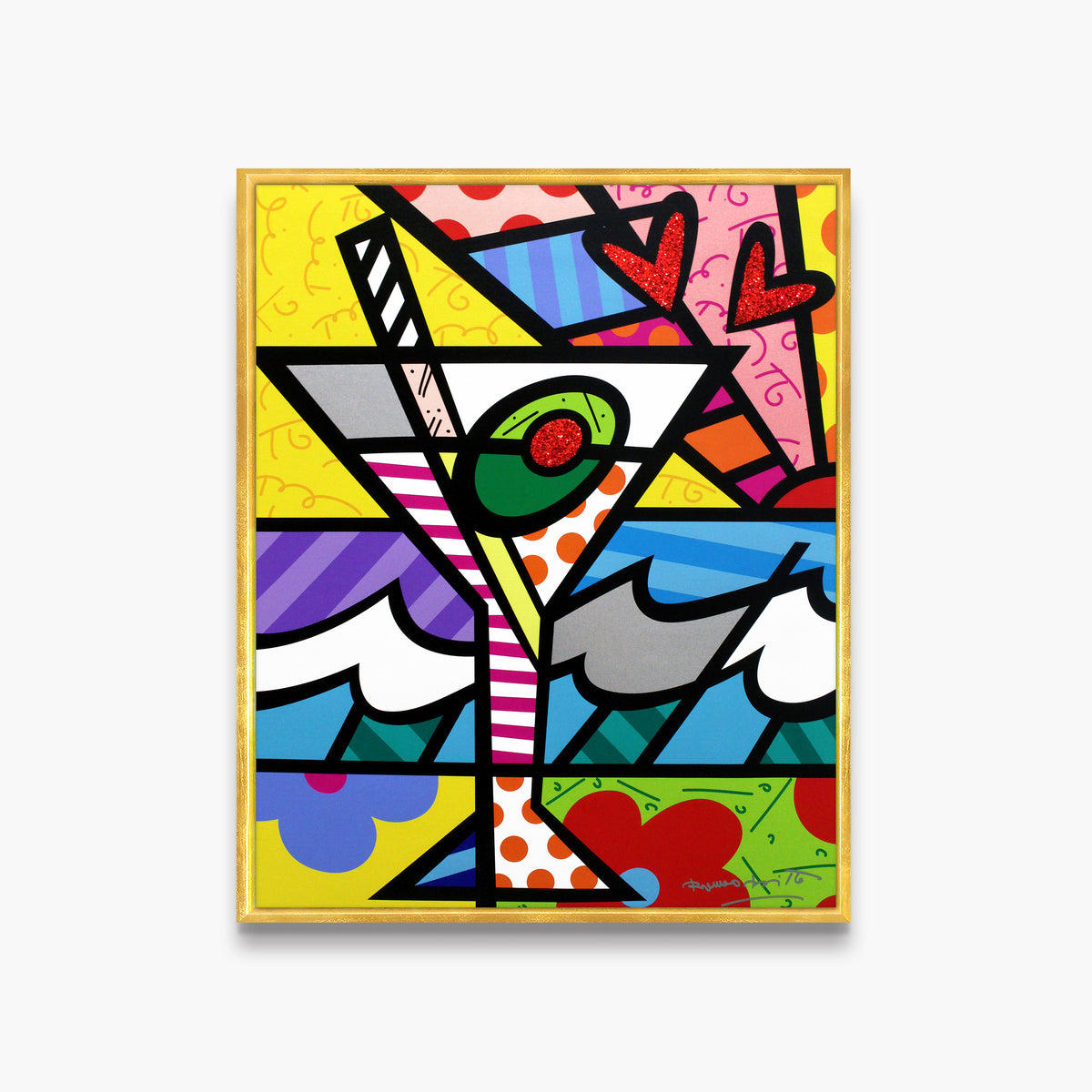 Romero Britto britto martini limited edition print  colorful pop art design