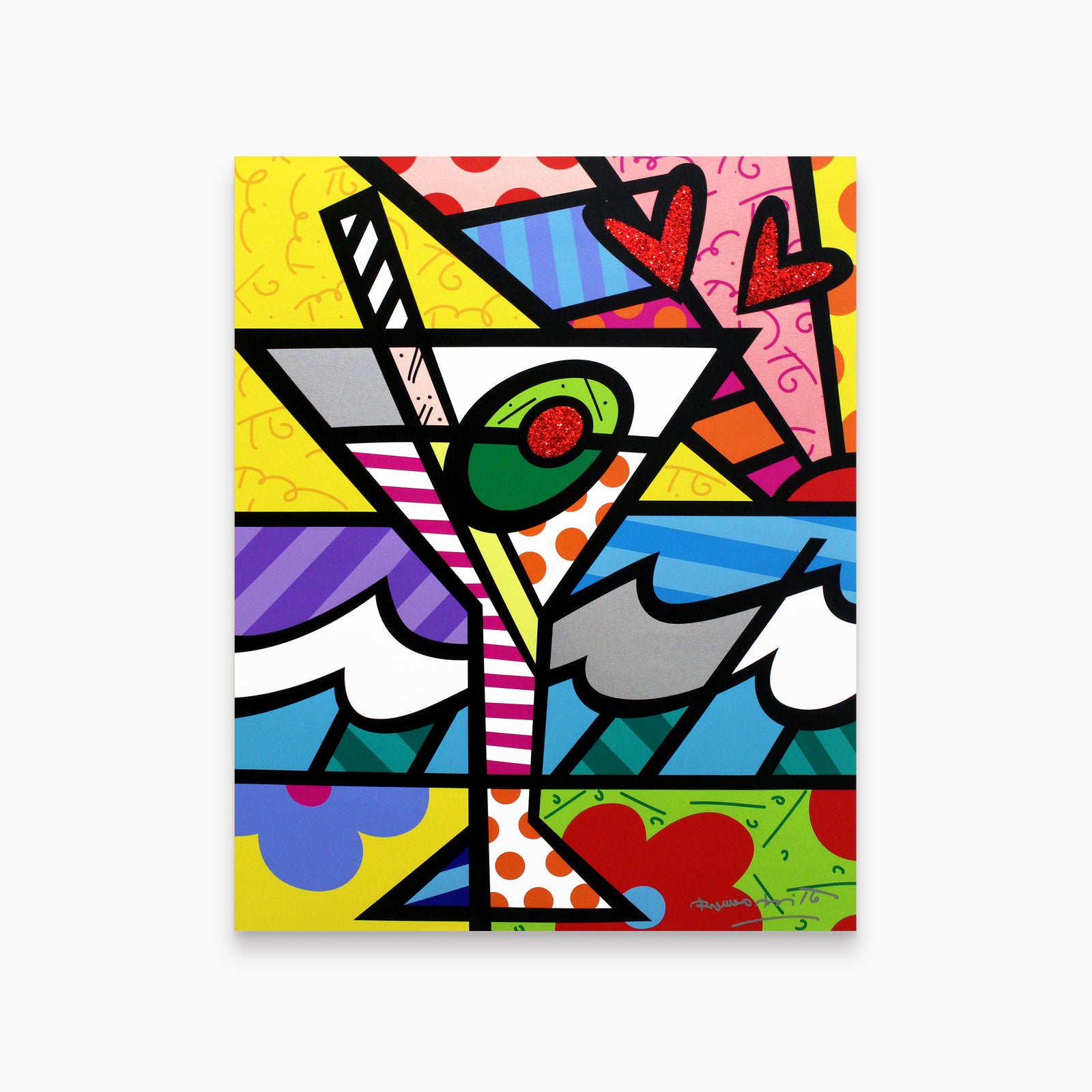 Romero Britto britto martini limited edition print  colorful pop art design
