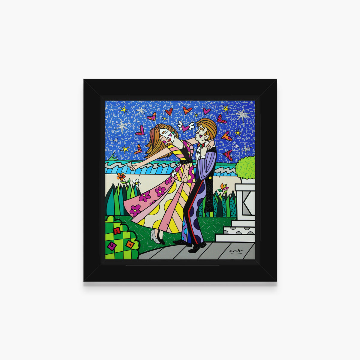 Romero Britto beautiful evening limited edition print  colorful pop art design