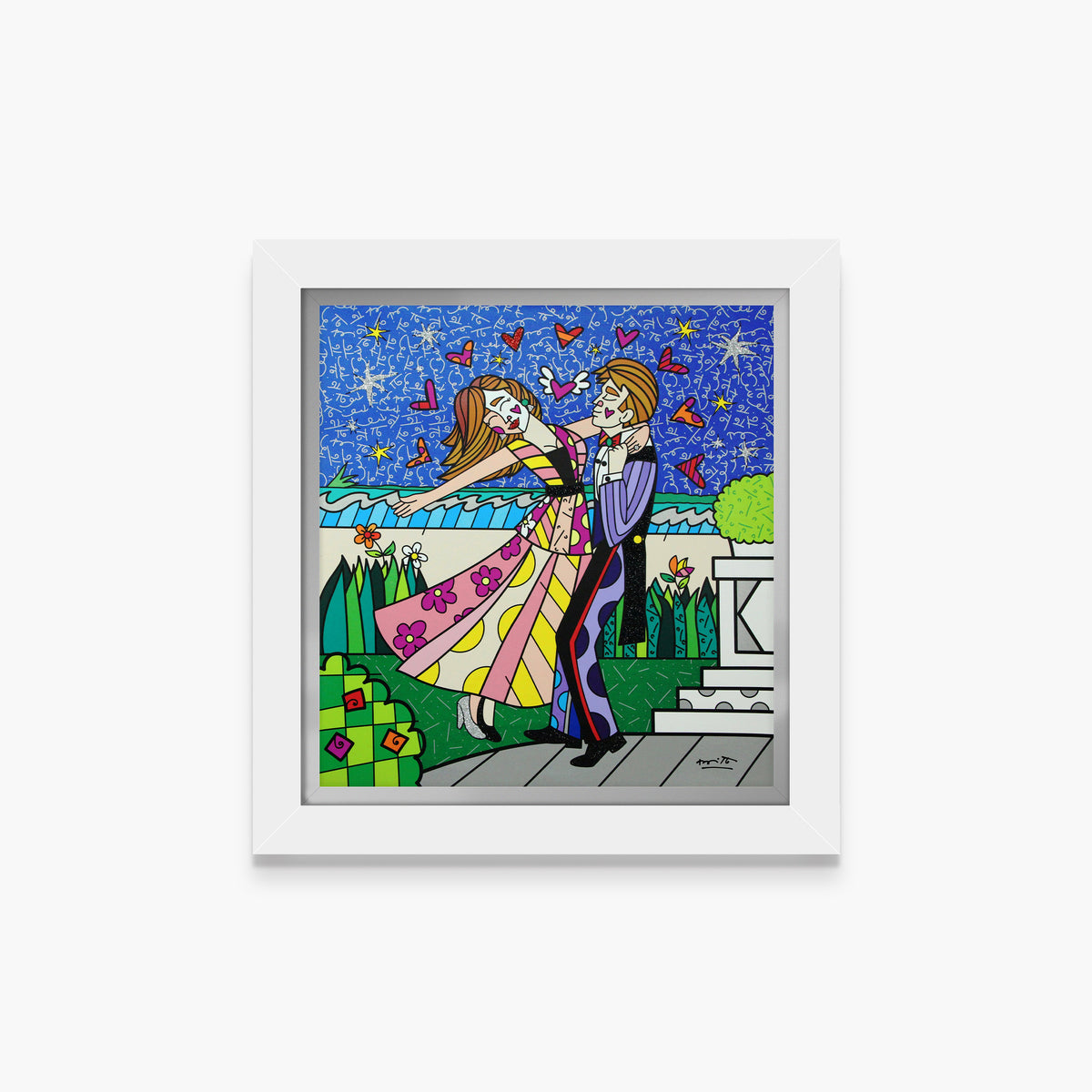 Romero Britto beautiful evening limited edition print  contemporary pop art piece