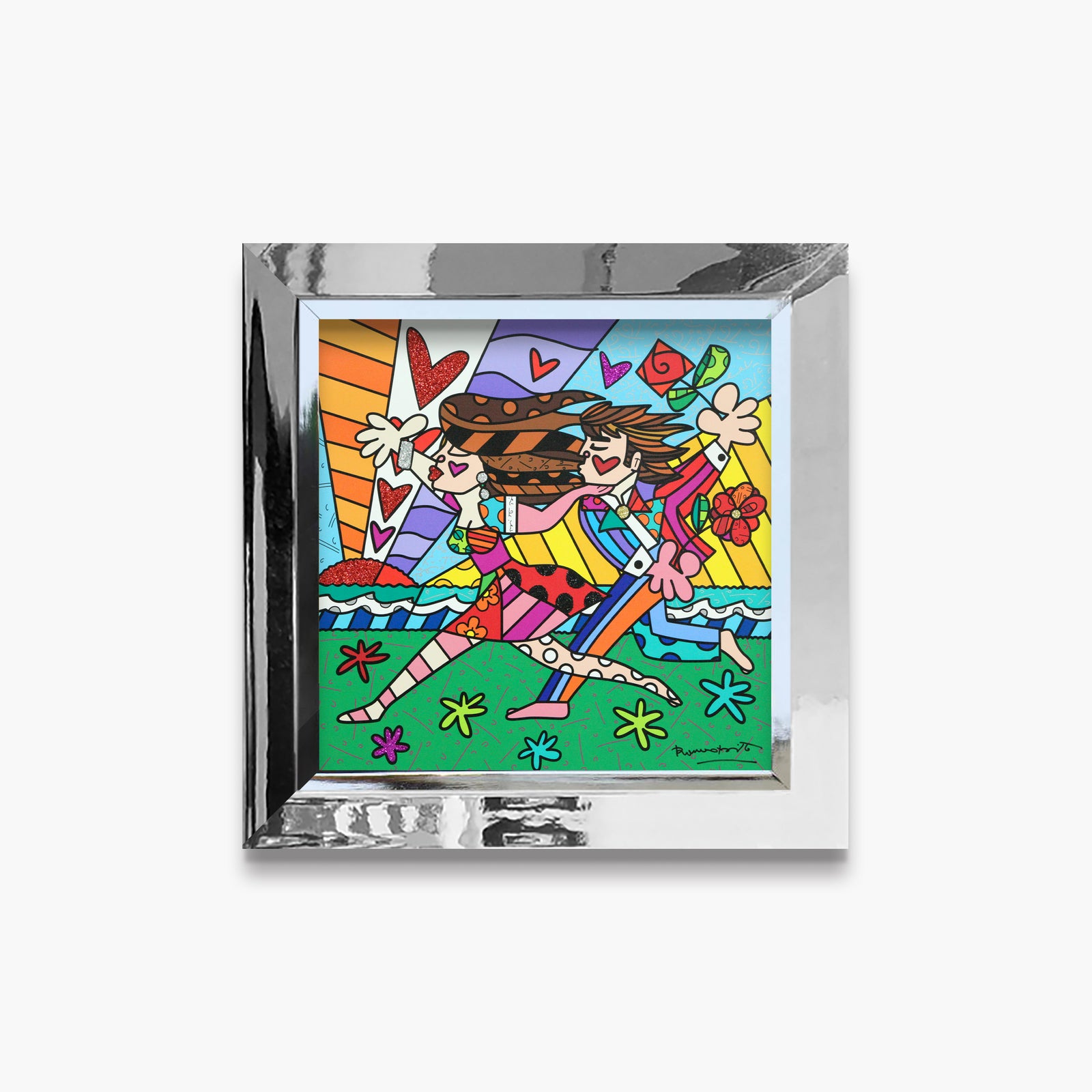Romero Britto love in the park limited  contemporary pop art piece