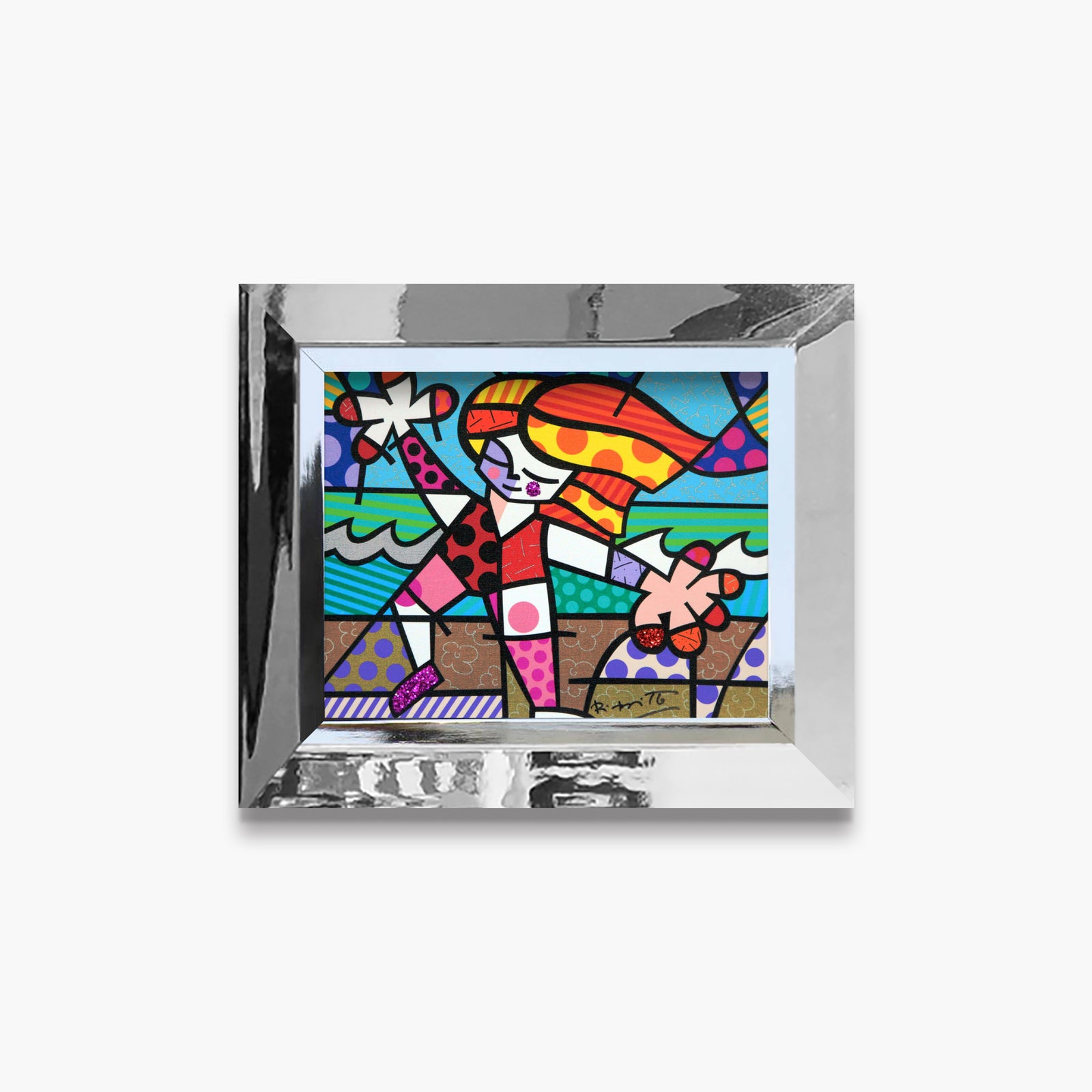 Romero Britto golden beach limited edition print  colorful pop art design