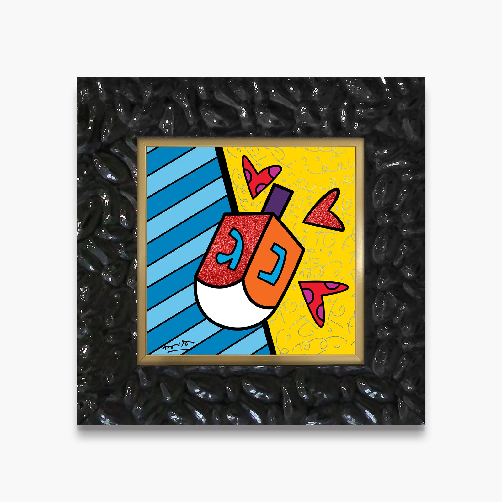 Romero Britto israel collection dreidel limited edition  contemporary pop art piece