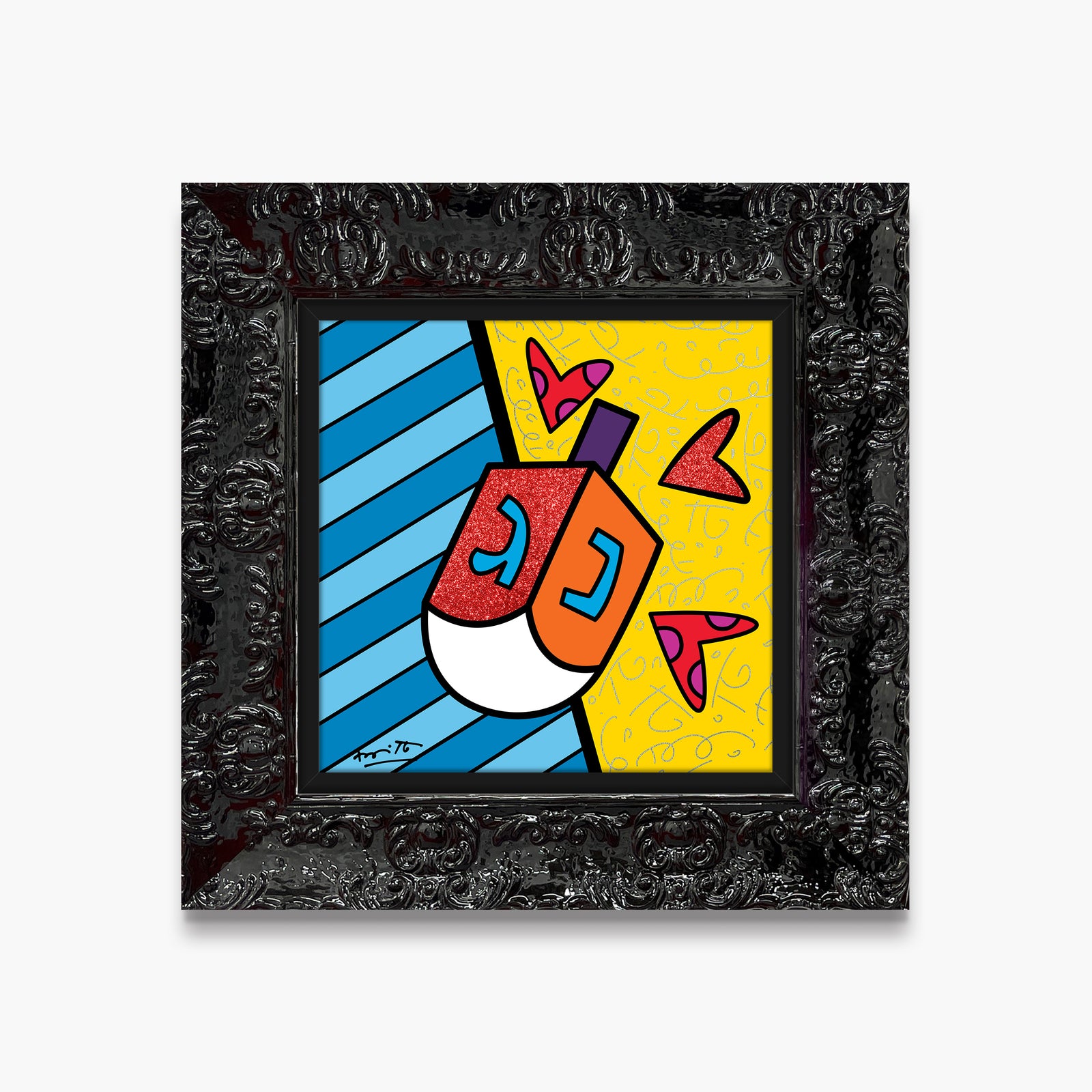 Romero Britto israel collection dreidel limited edition  contemporary pop art piece