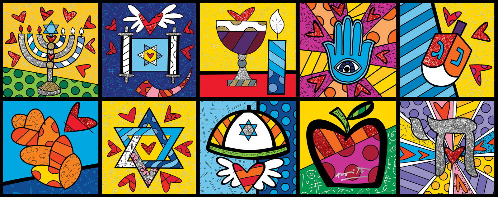 Romero Britto israel collection horizontal limited edition  colorful pop art design