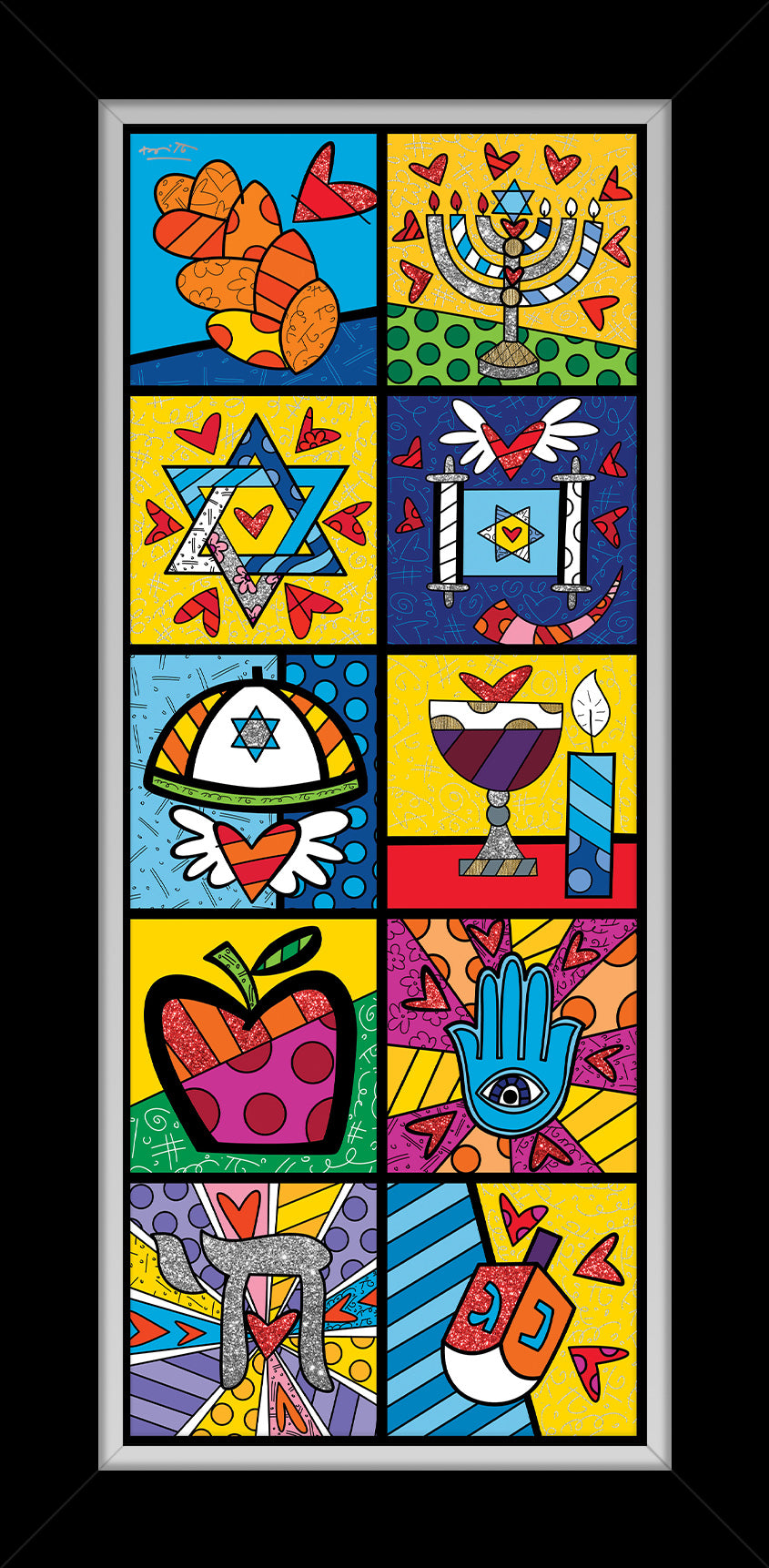 Romero Britto israel collection vertical limited edition  contemporary pop art piece