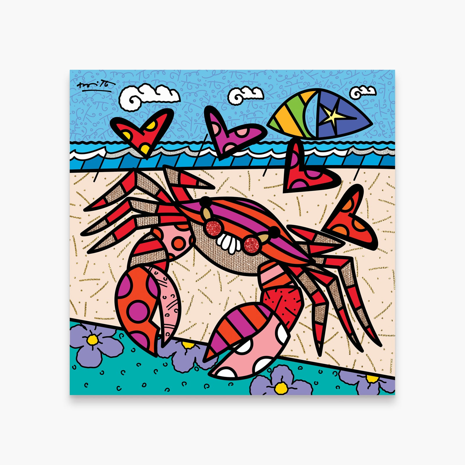 Romero Britto cancer limited edition print  colorful pop art design
