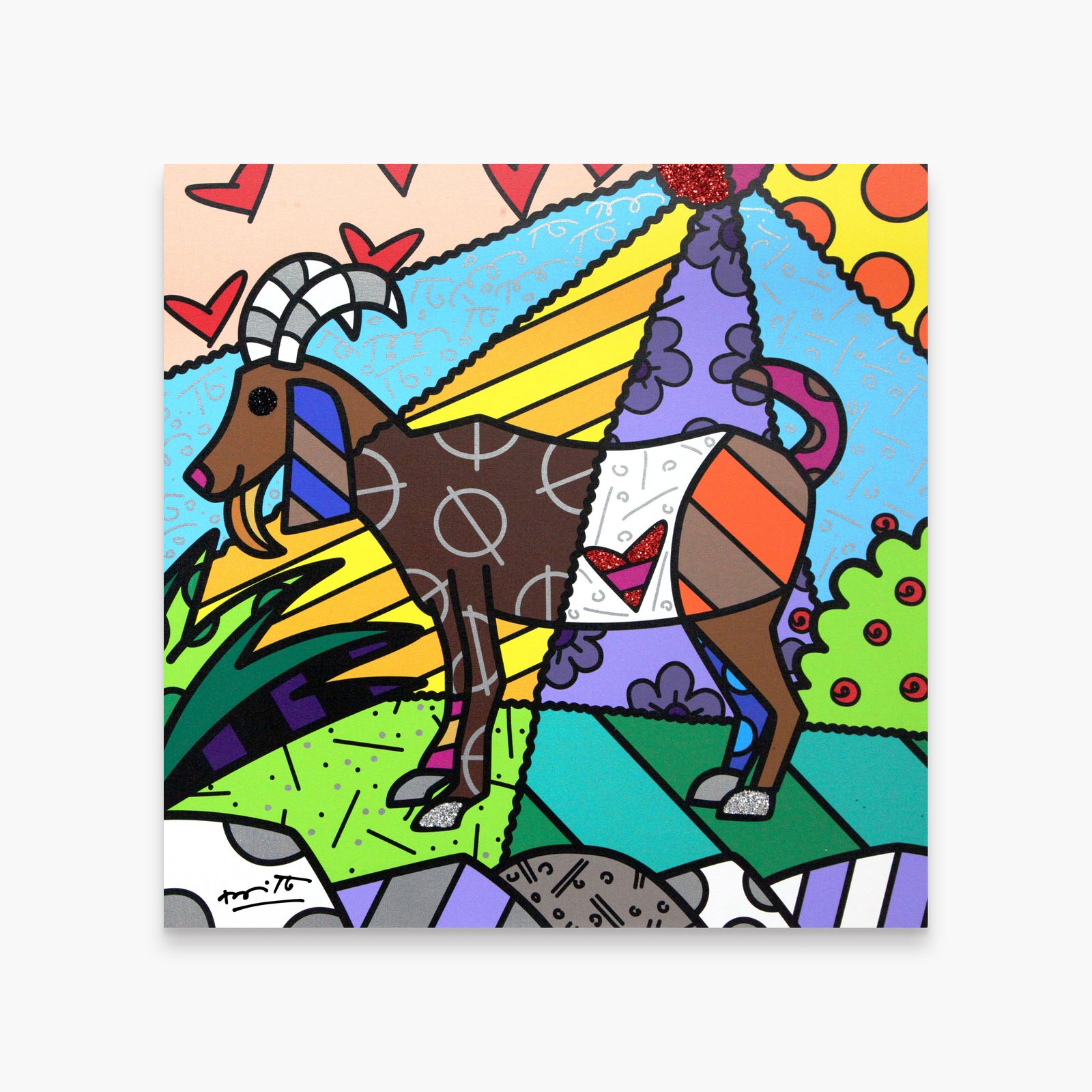 Romero Britto capricorn limited edition print  colorful pop art design