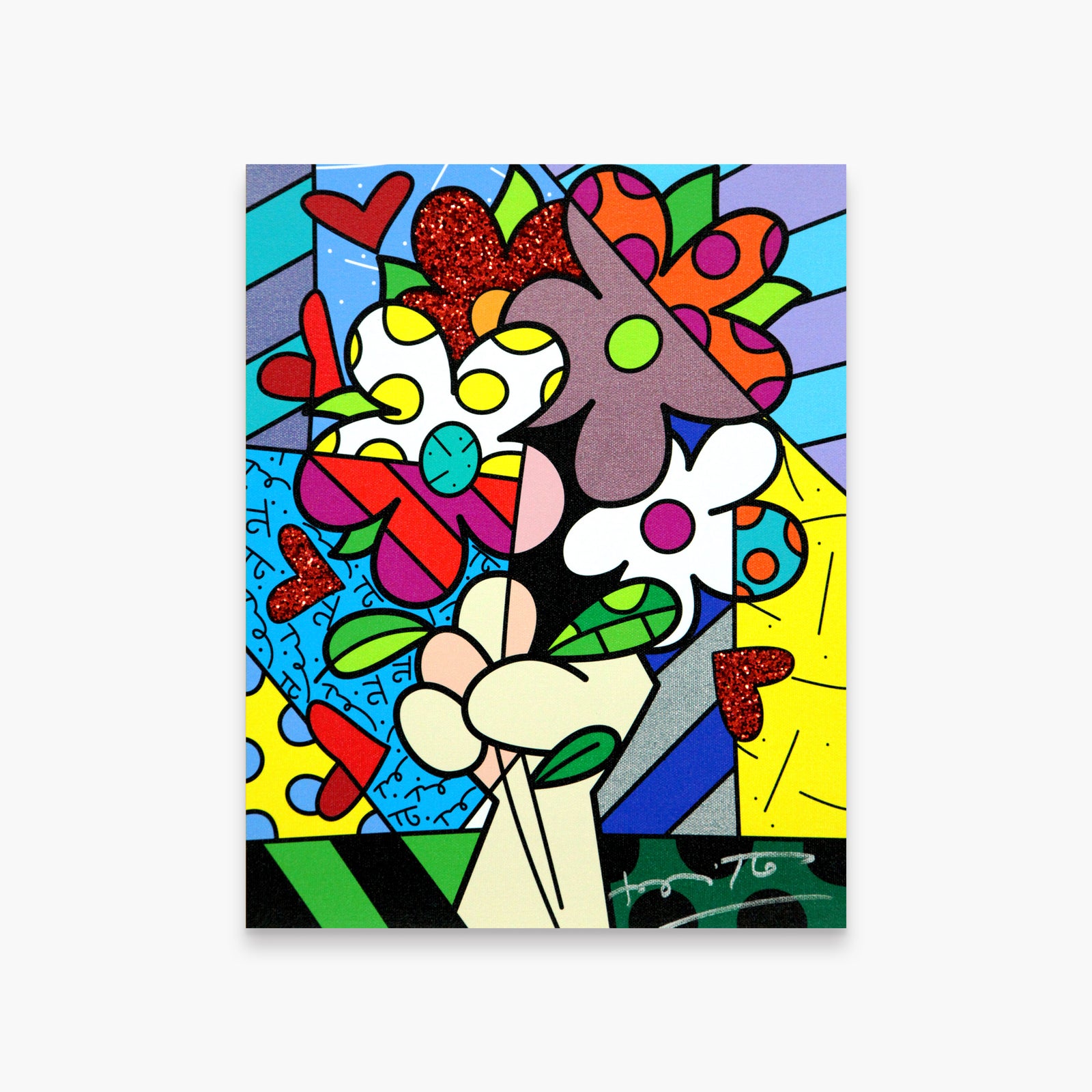 Romero Britto from me limited edition print  colorful pop art design