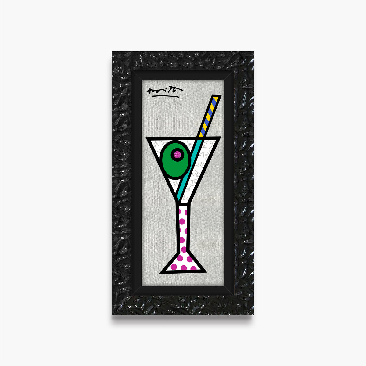 modern pop art silver martini limited edition print  vibrant home decor