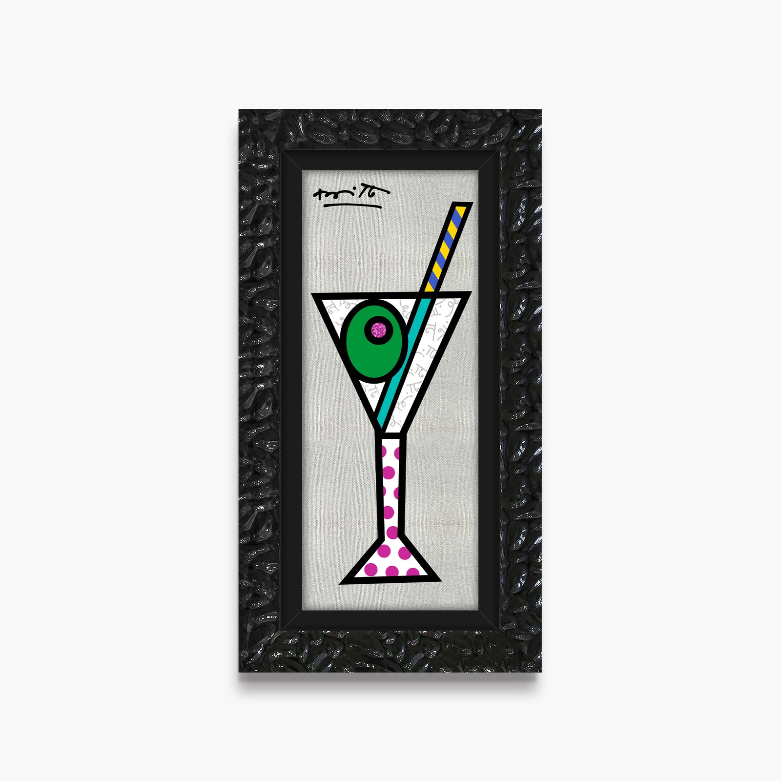 modern pop art silver martini limited edition print  vibrant home decor