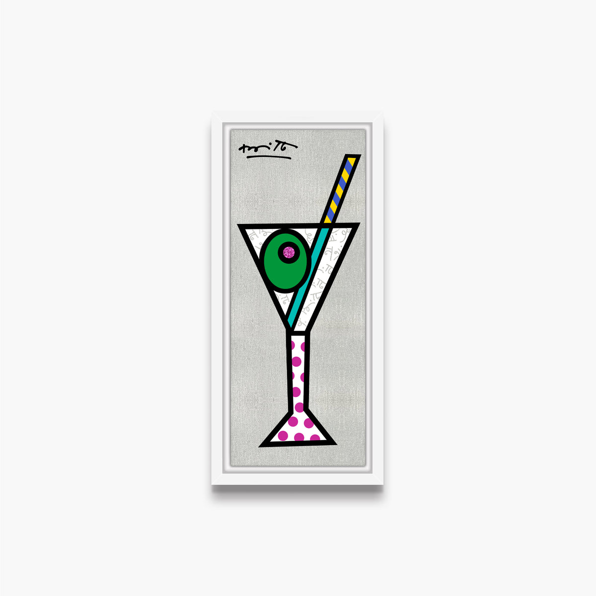 modern pop art silver martini limited edition print  vibrant home decor