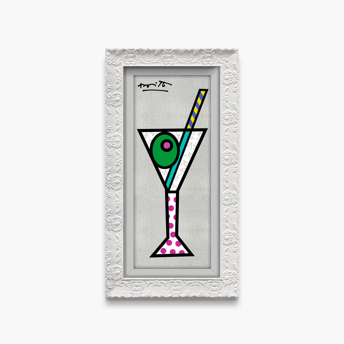 silver martini limited edition print  artistic colorful design collectible