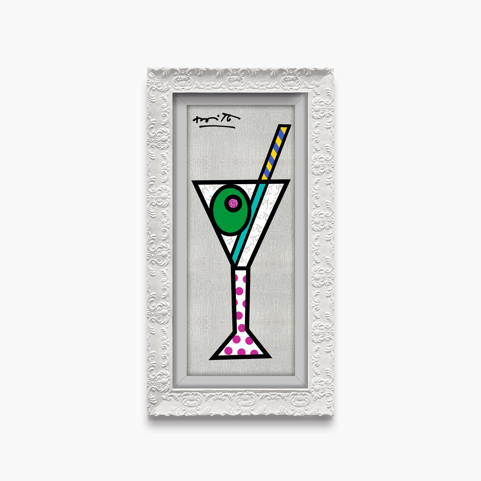 silver martini limited edition print  artistic colorful design collectible