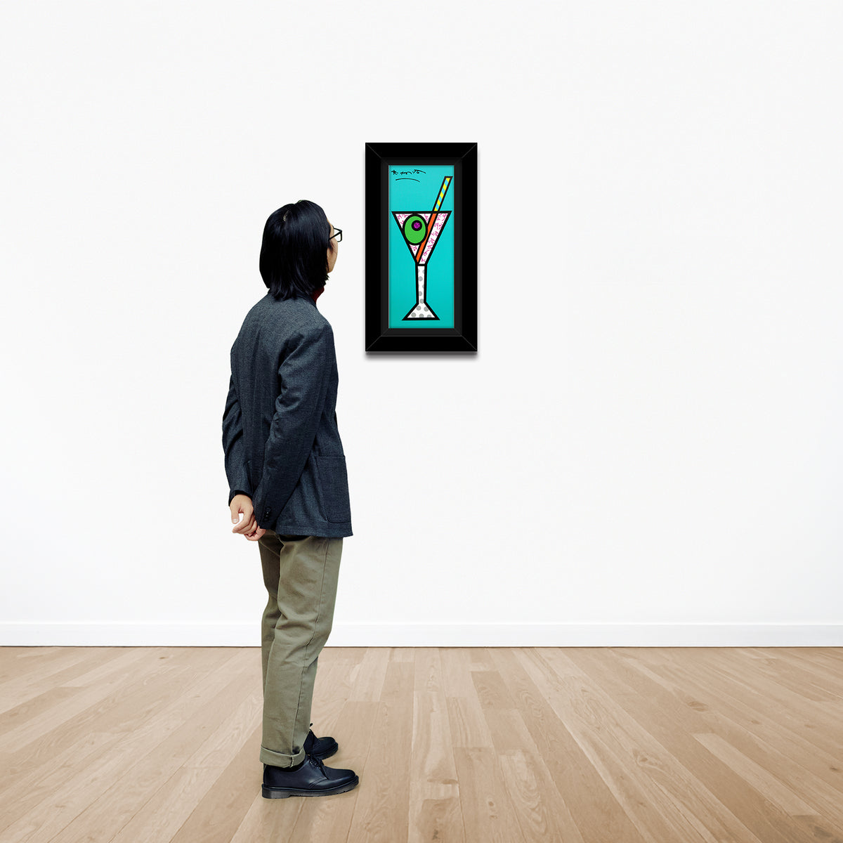 turquoise martini limited edition print  colorful decorative collectible gift idea