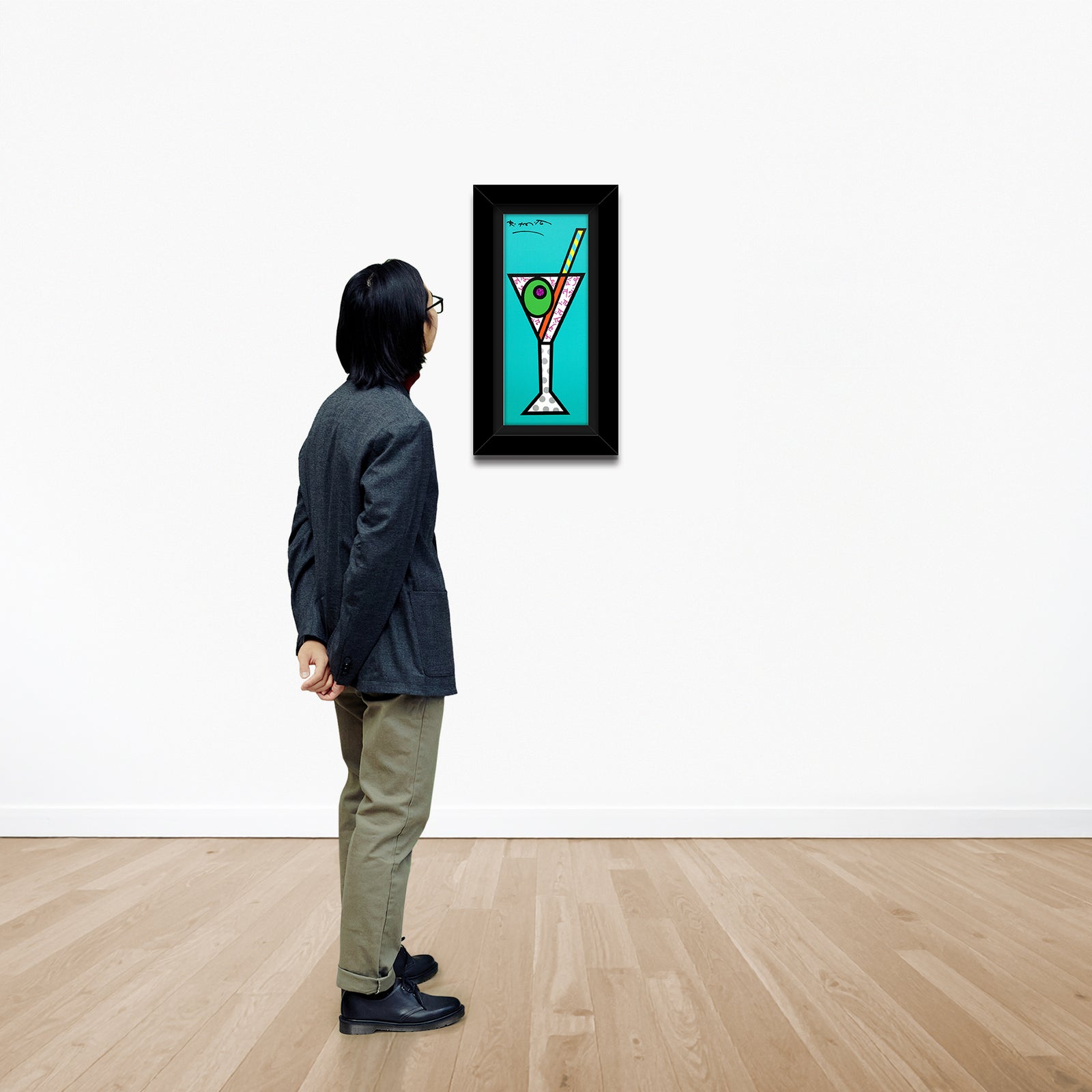 turquoise martini limited edition print  colorful decorative collectible gift idea