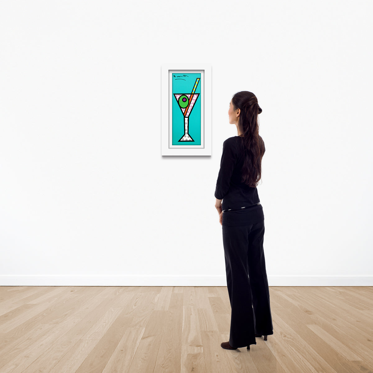 modern pop art turquoise martini limited edition print  vibrant home decor